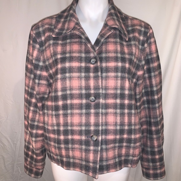VTG Pendleton 14P Gray Pink Plaid Lined Blazer - Picture 1 of 8
